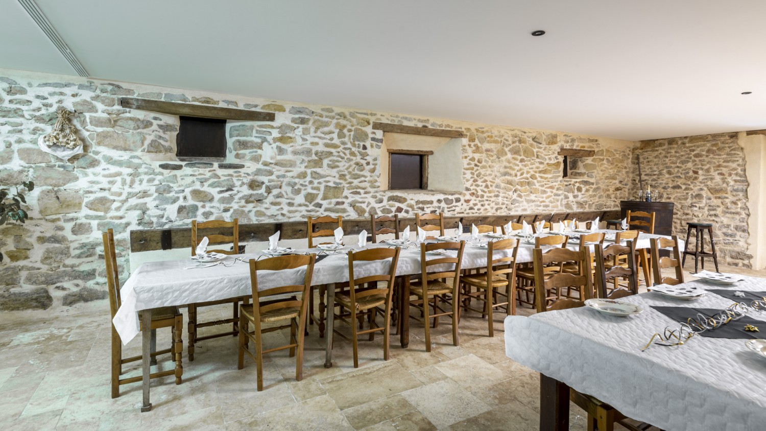 Reception hall with tables