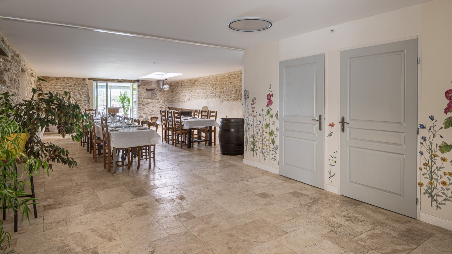 Reception hall with floral decor